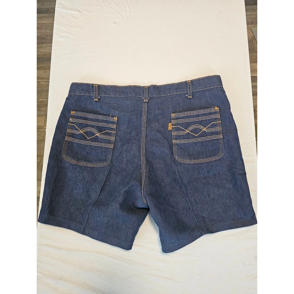 Vintage 60's Levis For Men Orange Tab Denim Shorts Dark Wash Indigo 35 Waist
